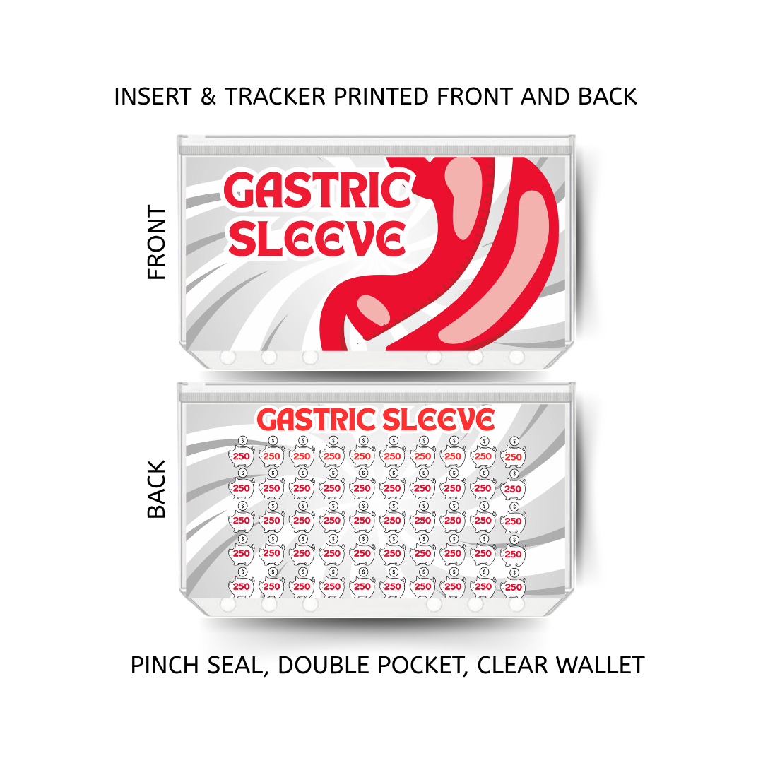 GASTRIC SLEEVE savings double insert & tracker plus a clear, twin pocket, pinch seal wallet