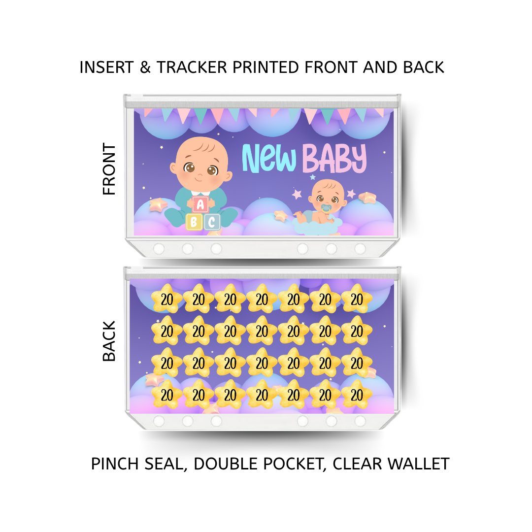 NEW BABY savings double insert & tracker plus a clear, twin pocket, pinch seal wallet
