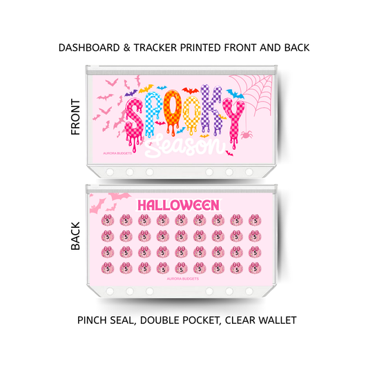 SPOOKY SEASON savings double insert & tracker plus a clear, twin pocket, pinch seal wallet for A6 binder
