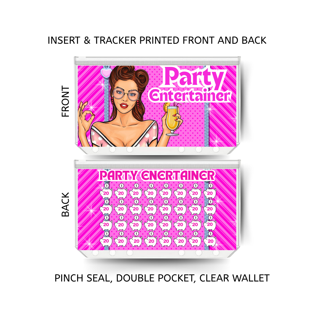 PARTY ENTERTAINER savings double insert & tracker plus a clear, twin pocket, pinch seal wallet