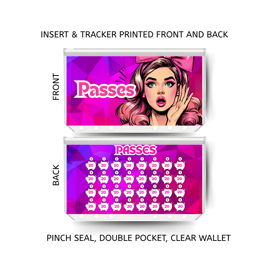 PASSES savings double insert & tracker plus a clear, twin pocket, pinch seal wallet