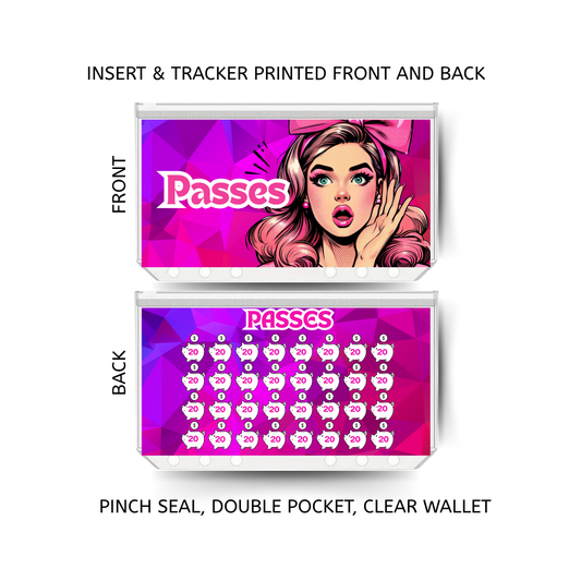 PASSES savings double insert & tracker plus a clear, twin pocket, pinch seal wallet