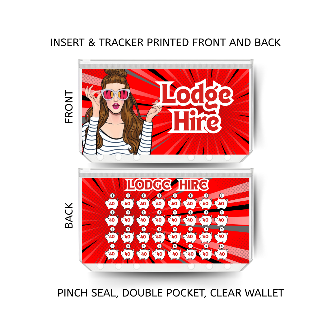 LODGE HIRE savings double insert & tracker plus a clear, twin pocket, pinch seal wallet