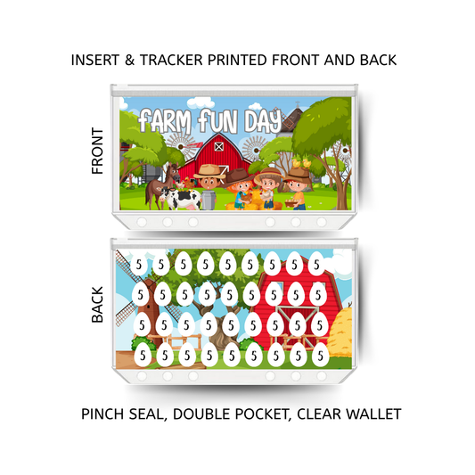 FARM FUN DAY savings double insert & tracker plus a clear, twin pocket, pinch seal wallet
