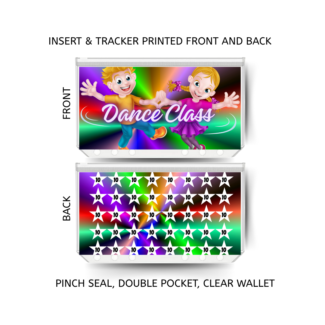 DANCE CLASS savings double insert & tracker plus a clear, twin pocket, pinch seal wallet