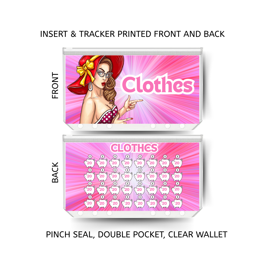 CLOTHES savings double insert & tracker plus a clear, twin pocket, pinch seal wallet