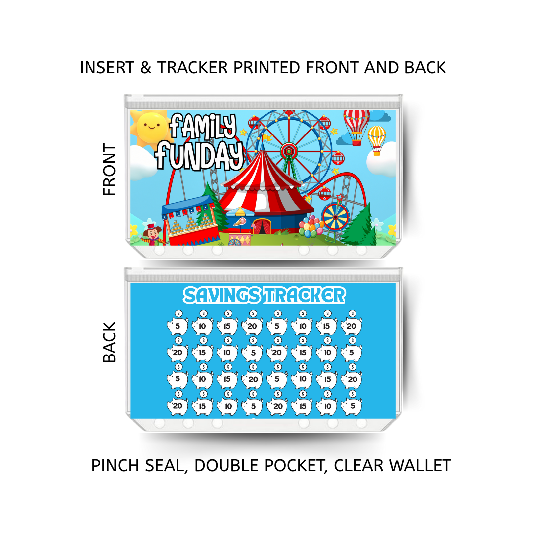 FAMILY FUN DAY savings double insert & tracker plus a clear, twin pocket, pinch seal wallet