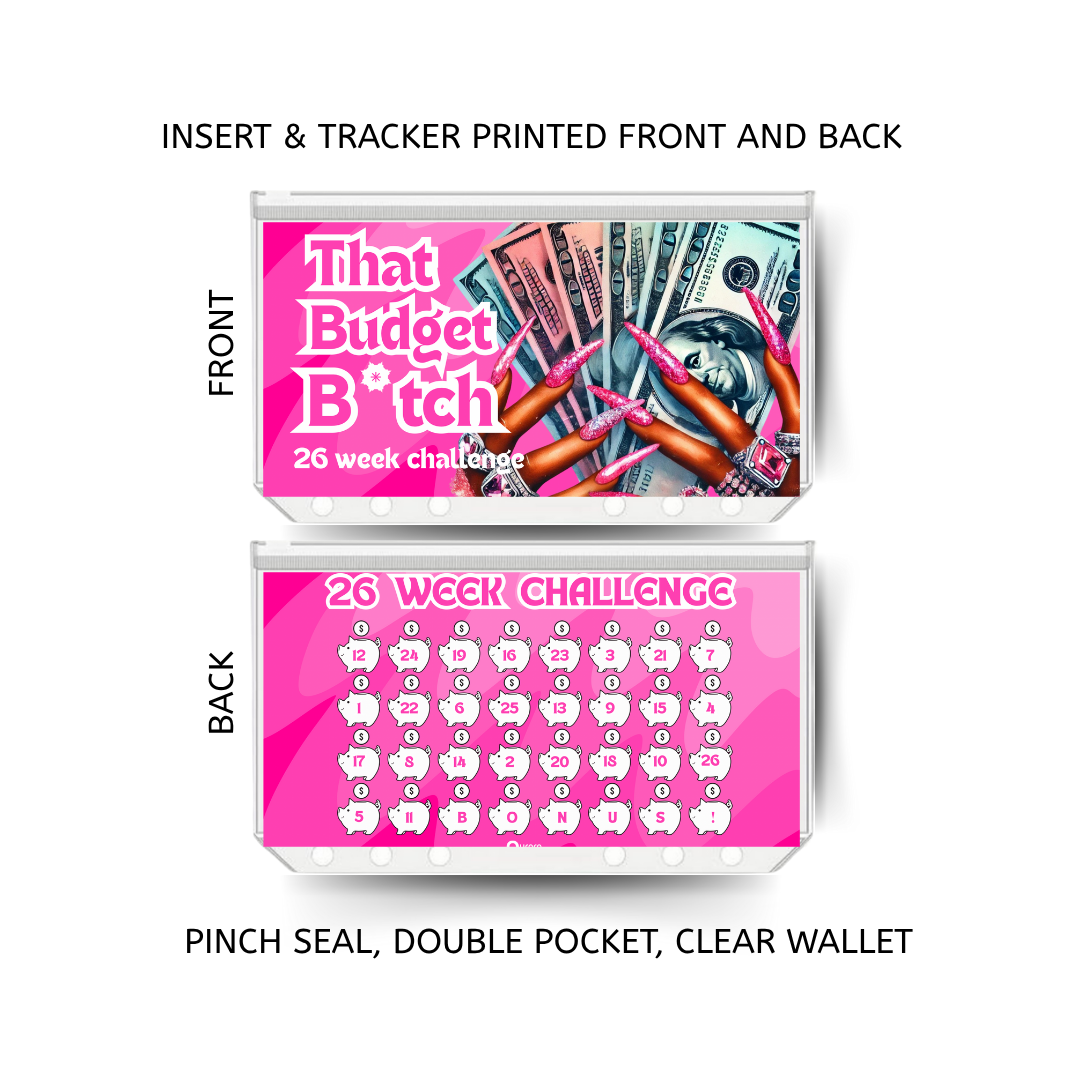 26 WEEK CHALLENGE  double insert & tracker plus a clear, twin pocket, pinch seal wallet