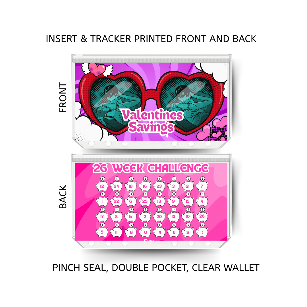 VALENTINE savings  double insert & tracker plus a clear, twin pocket, pinch seal wallet