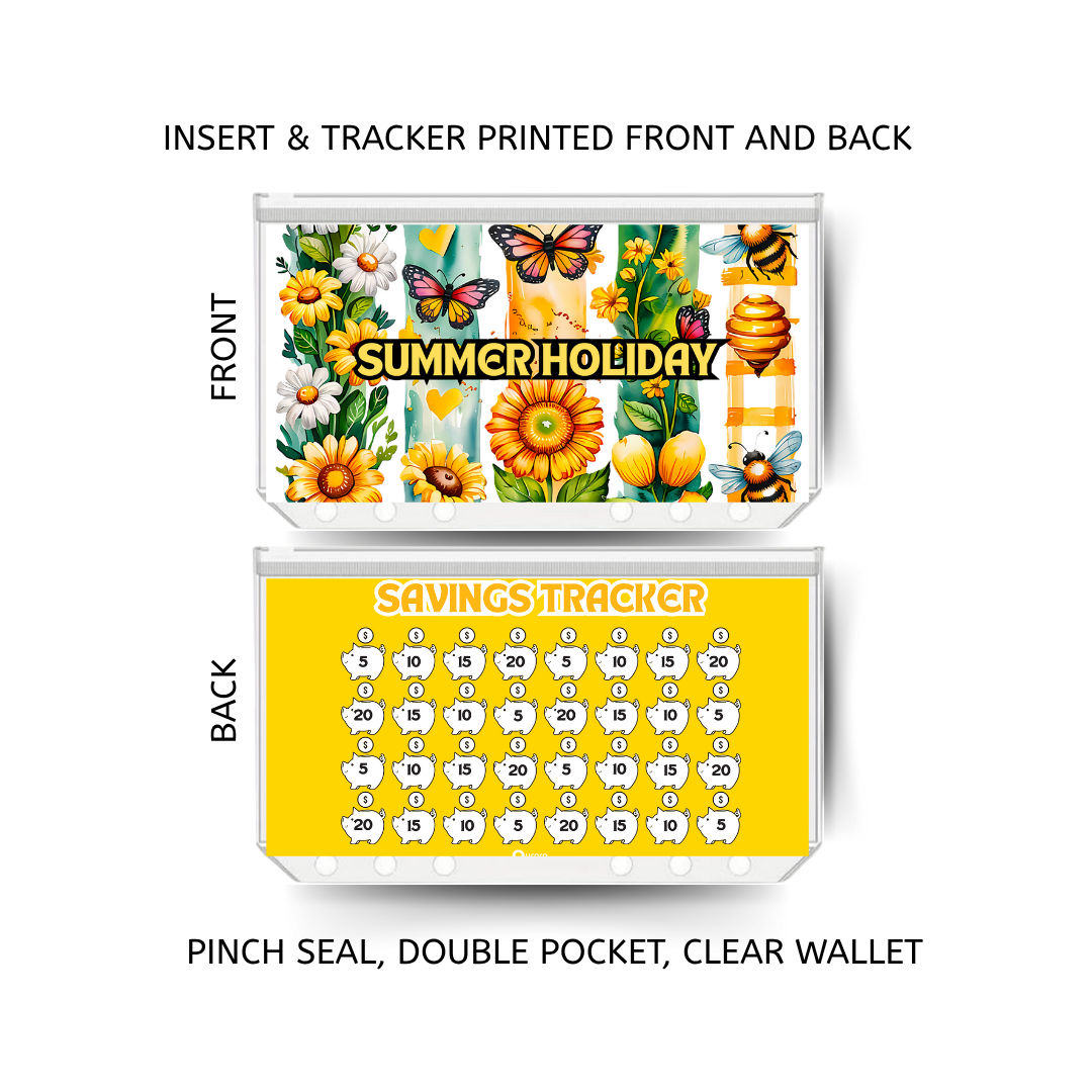 SUMMER HOLIDAY savings  double insert & tracker plus a clear, twin pocket, pinch seal wallet