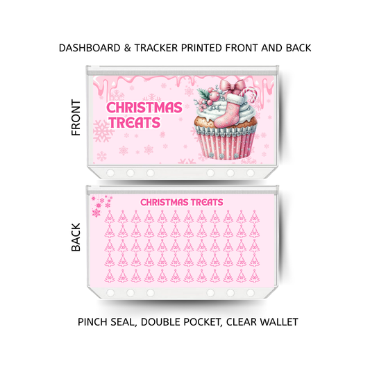 CHRISTMAS TREATS savings double insert & tracker plus a clear, twin pocket, pinch seal wallet for A6 binder