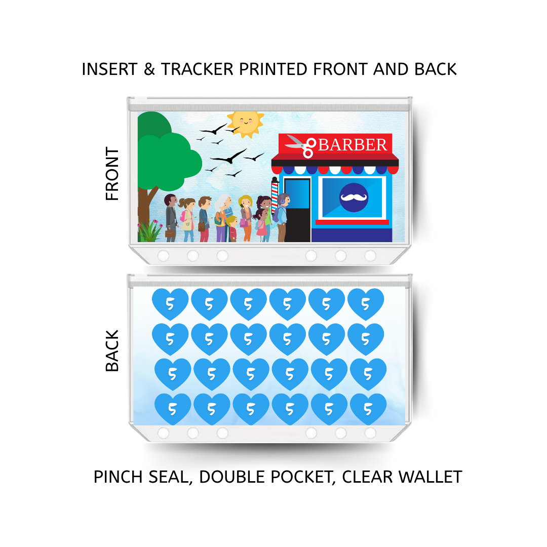 BARBERS savings double insert & tracker plus a clear, twin pocket, pinch seal wallet