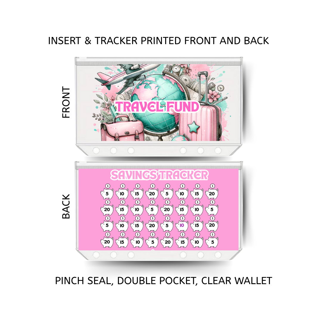 TRAVEL savings double insert & tracker plus a clear, twin pocket, pinch seal wallet