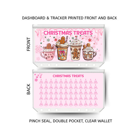 CHRISTMAS TREATS savings double insert & tracker plus a clear, twin pocket, pinch seal wallet for A6 binder
