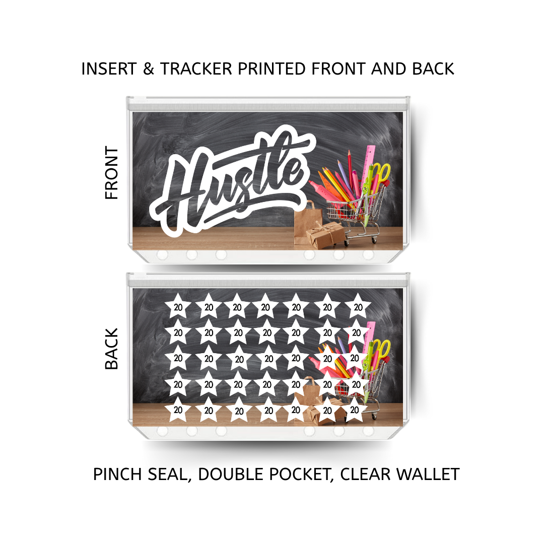 SIDE HUSTLE savings double insert & tracker plus a clear, twin pocket, pinch seal wallet