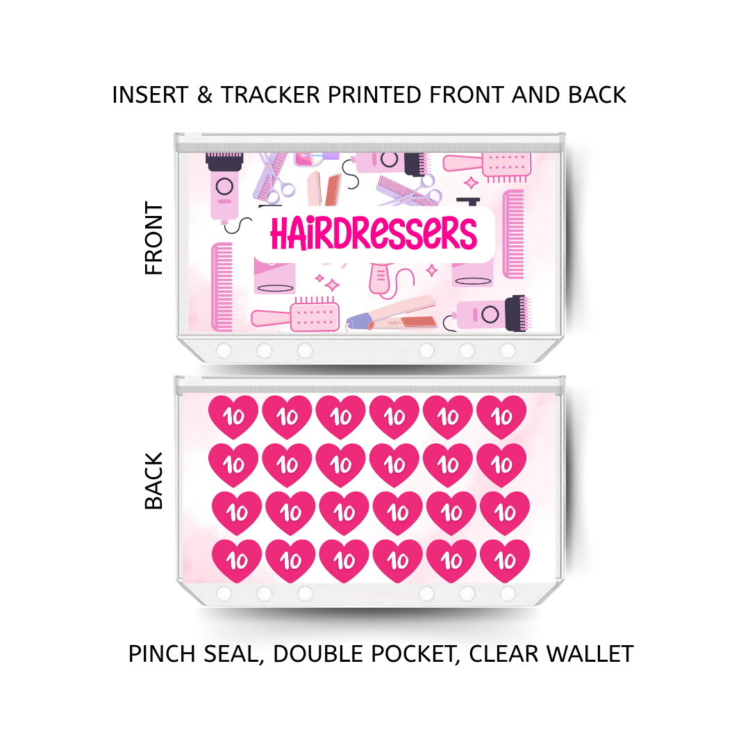 HAIRDRESSERS savings double insert & tracker plus a clear, twin pocket, pinch seal wallet