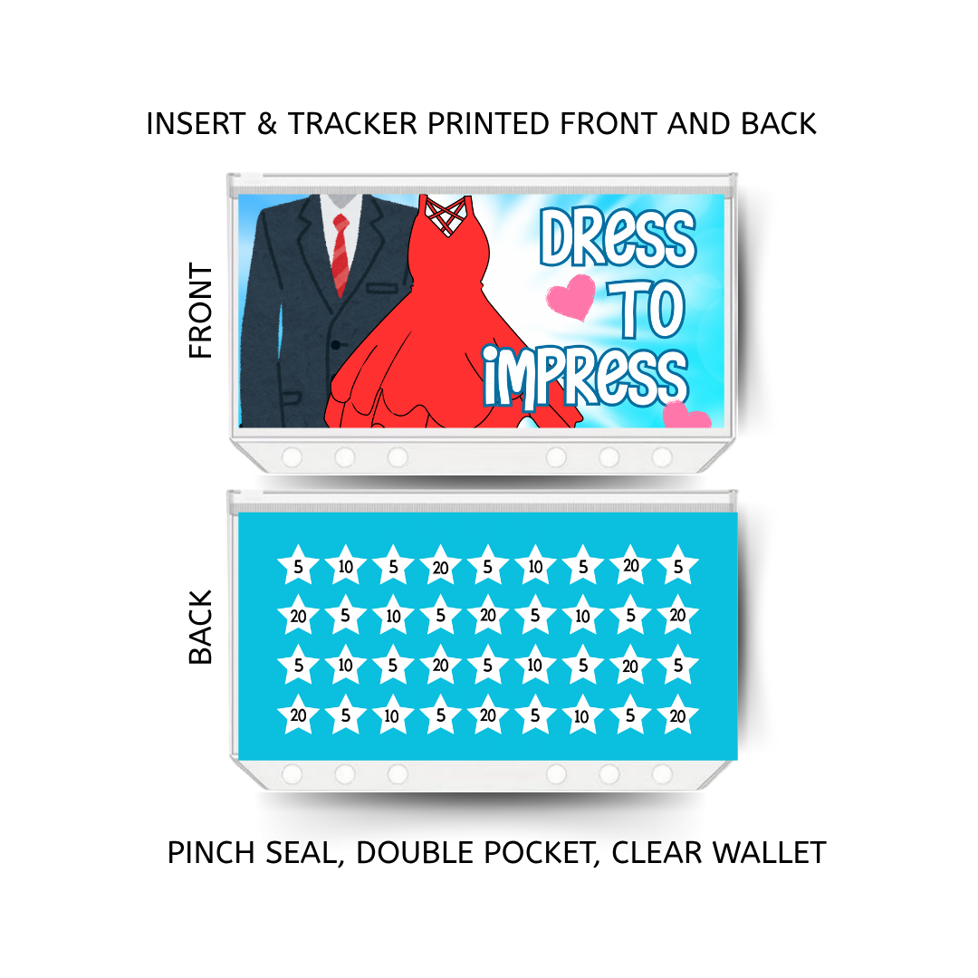 DRESS TO IMPRESS savings double insert & tracker plus a clear, twin pocket, pinch seal wallet