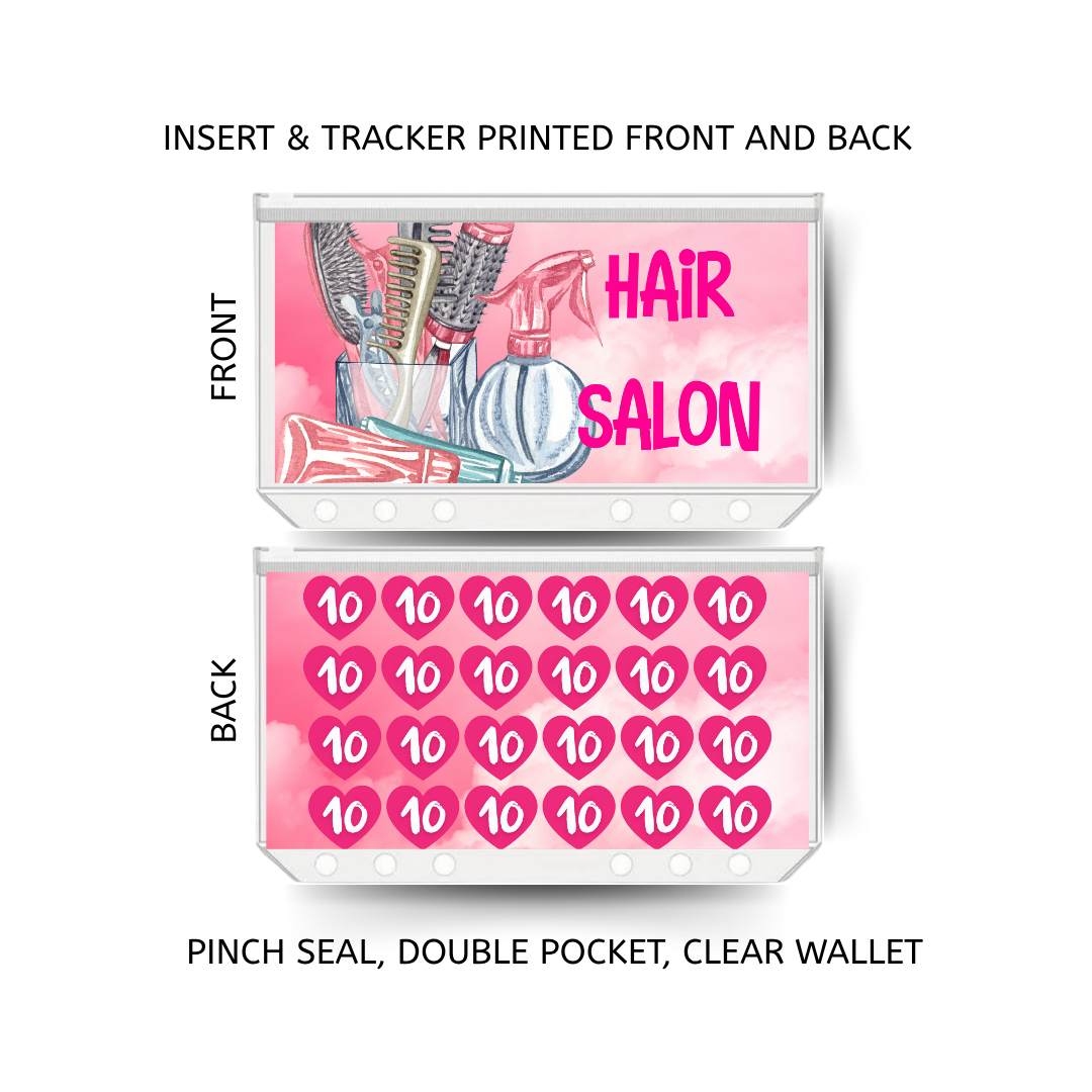 HAIR SALON savings double insert & tracker plus a clear, twin pocket, pinch seal wallet