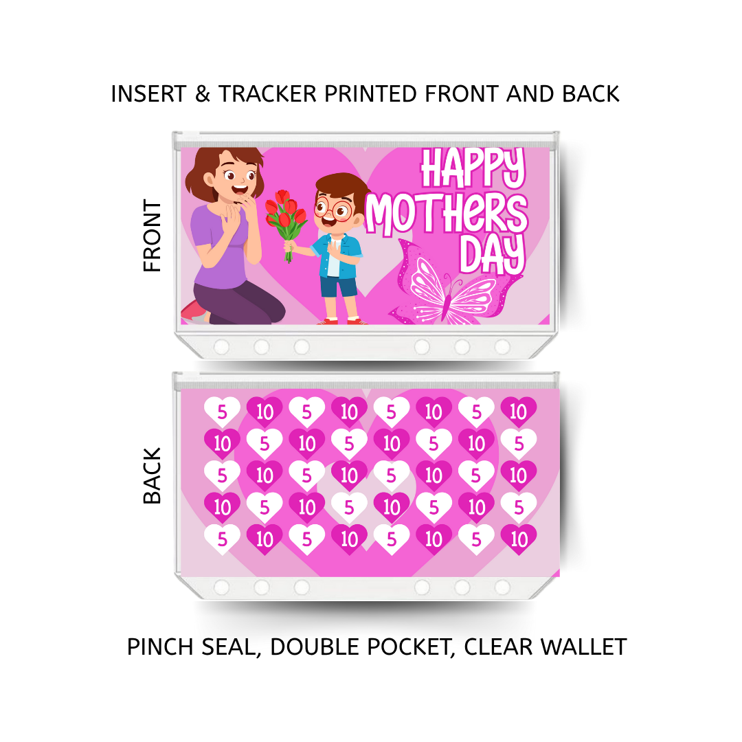 HAPPY MOTHERS DAY savings double insert & tracker plus a clear, twin pocket, pinch seal wallet