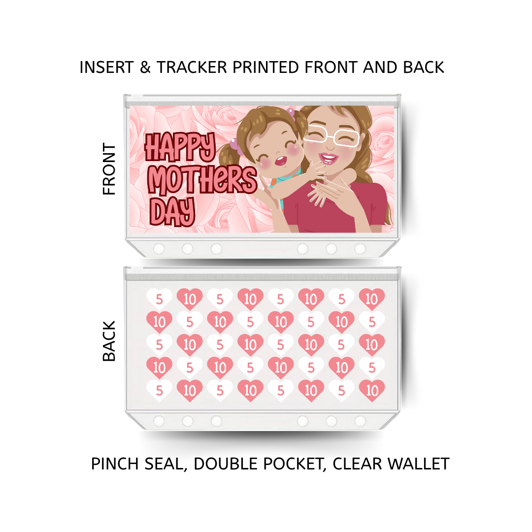 HAPPY MOTHERS DAY savings double insert & tracker plus a clear, twin pocket, pinch seal wallet