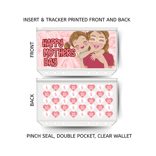 HAPPY MOTHERS DAY savings double insert & tracker plus a clear, twin pocket, pinch seal wallet