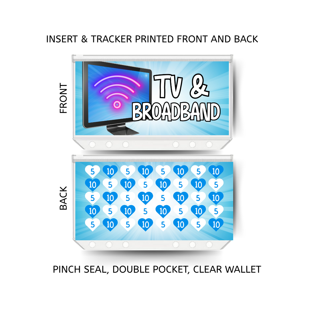 TV AND BROADBAND savings double insert & tracker plus a clear, twin pocket, pinch seal wallet