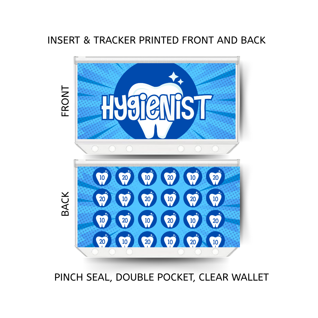 HYGIENIST savings double insert & tracker plus a clear, twin pocket, pinch seal wallet