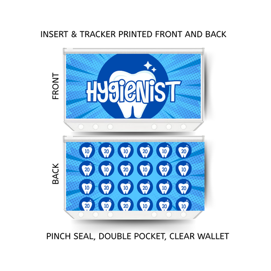 HYGIENIST savings double insert & tracker plus a clear, twin pocket, pinch seal wallet