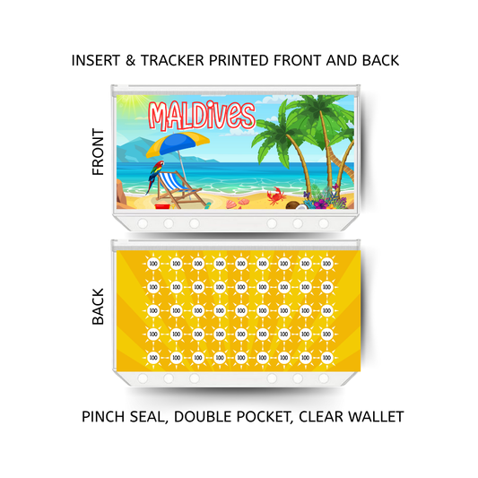 MALDIVES savings double insert & tracker plus a clear, twin pocket, pinch seal wallet