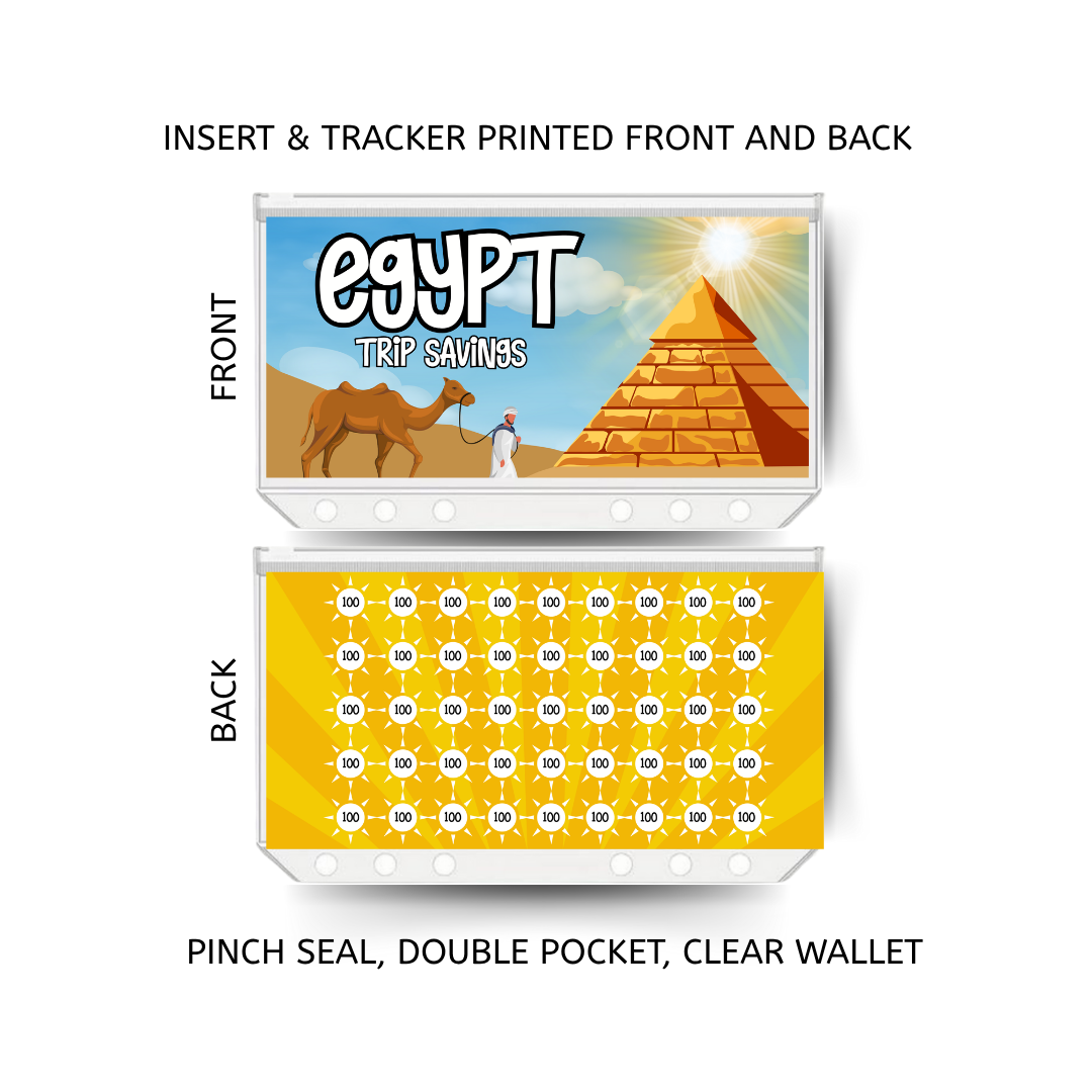 EGYPT savings double insert & tracker plus a clear, twin pocket, pinch seal wallet