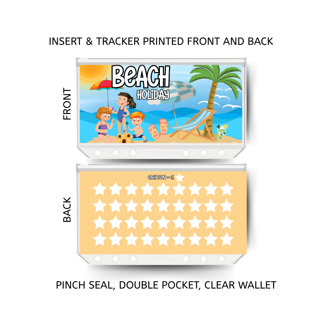 BEACH HOLIDAY savings double insert & tracker plus a clear, twin pocket, pinch seal wallet