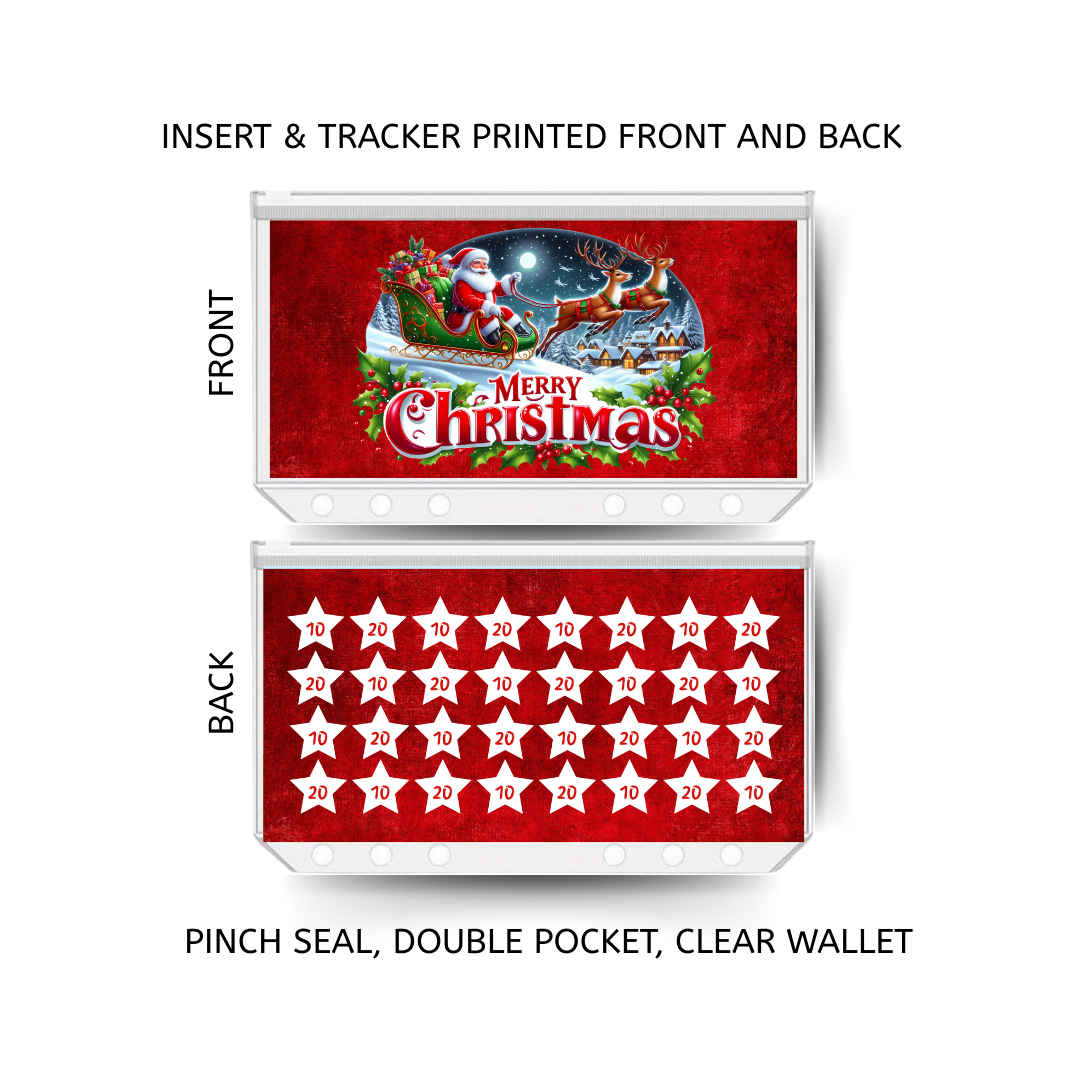 CHRISTMAS savings double insert & tracker plus a clear, twin pocket, pinch seal wallet for A6 binder