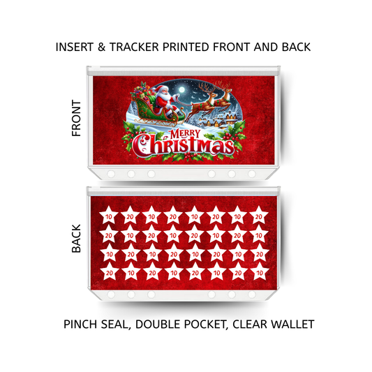 CHRISTMAS savings double insert & tracker plus a clear, twin pocket, pinch seal wallet for A6 binder