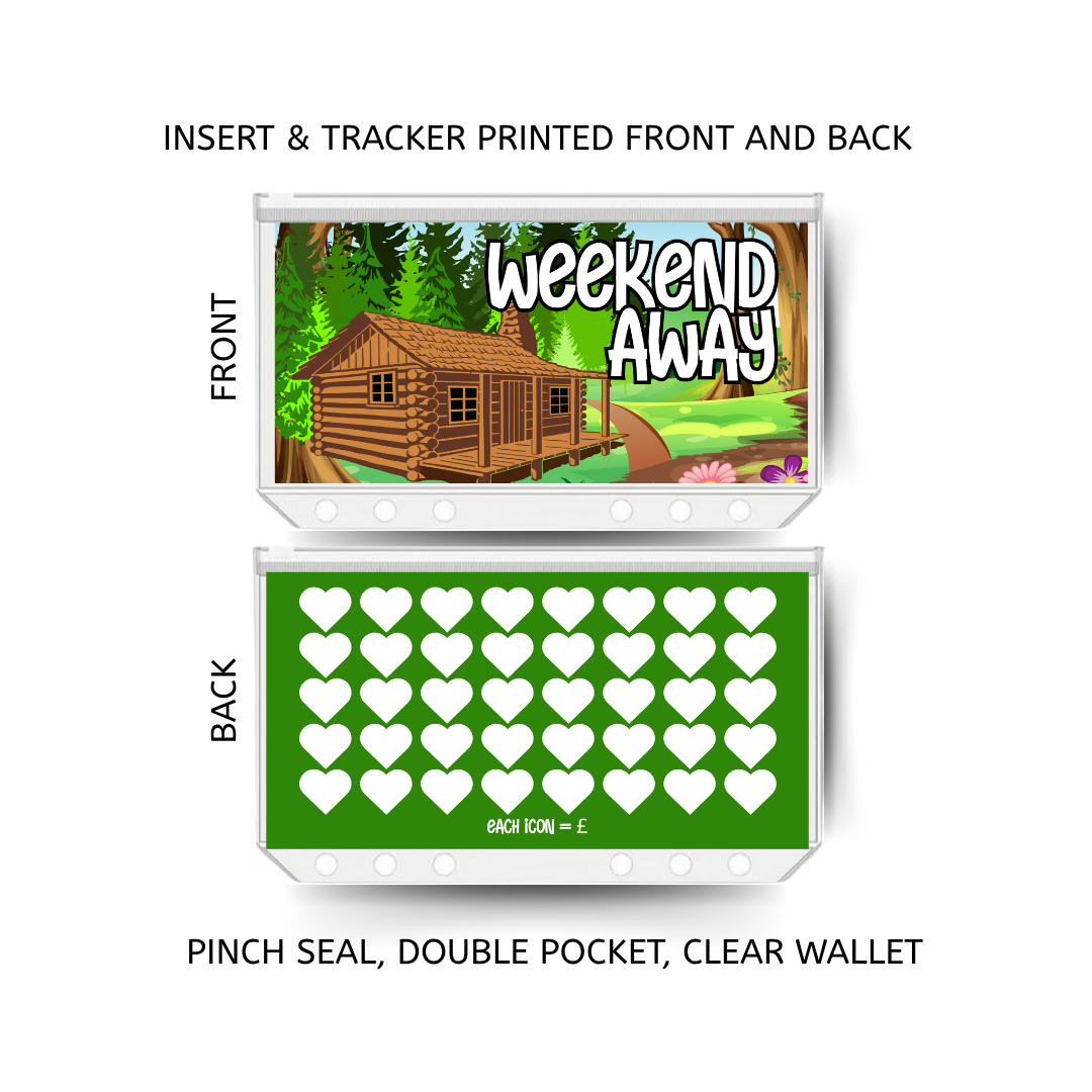 WEEKEND AWAY savings double insert & tracker plus a clear, twin pocket, pinch seal wallet