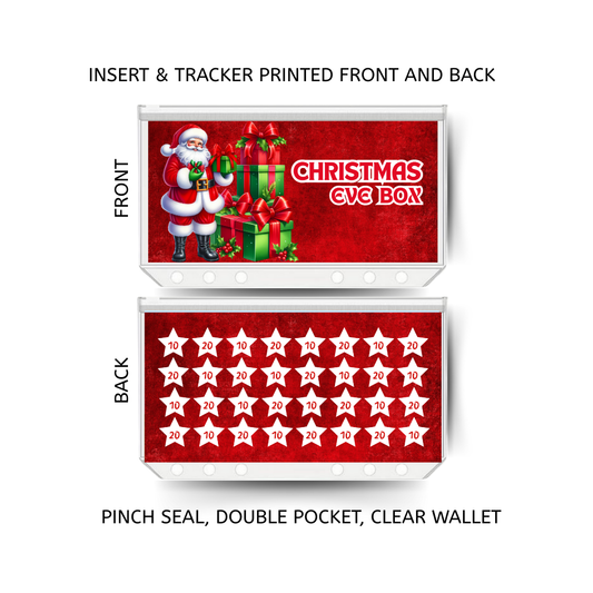 CHRISTMAS EVE BOX savings double insert & tracker plus a clear, twin pocket, pinch seal wallet for A6 binder