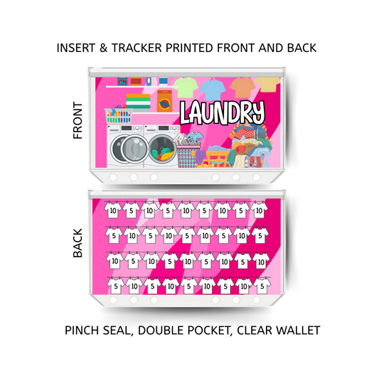 LAUNDRY savings double insert & tracker plus a clear, twin pocket, pinch seal wallet