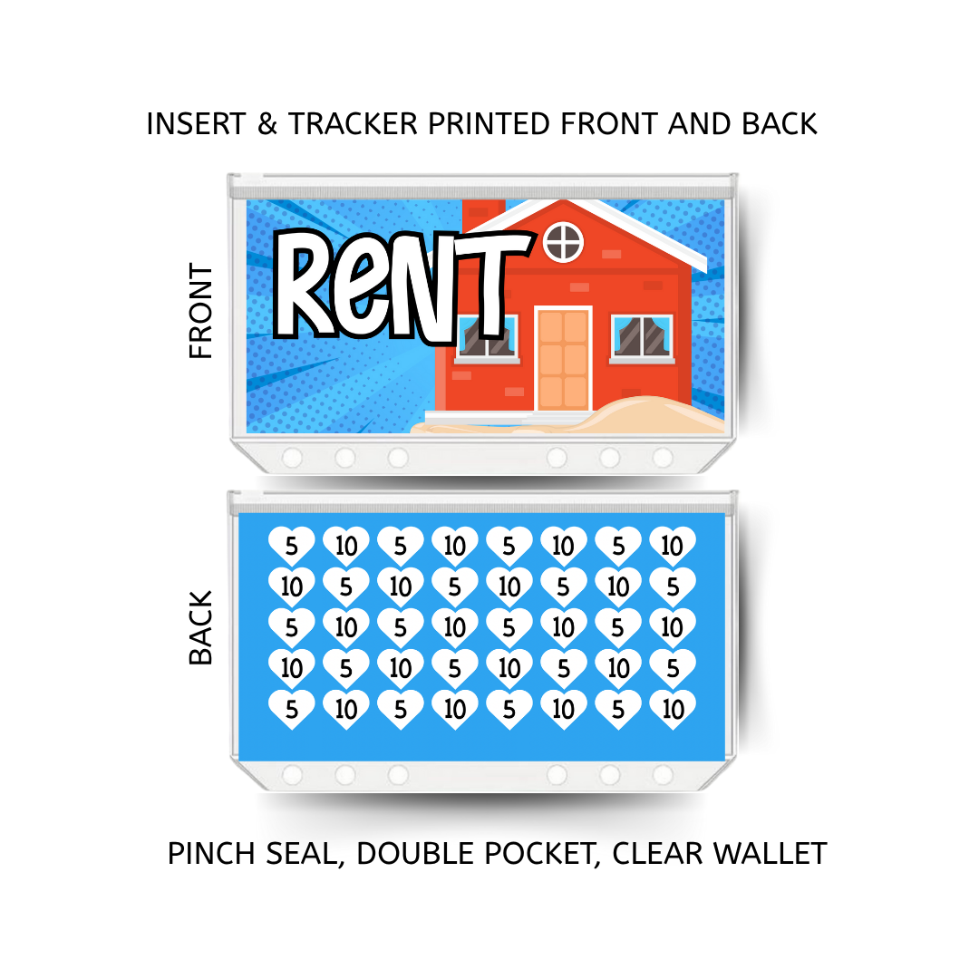 RENT savings double insert & tracker plus a clear, twin pocket, pinch seal wallet