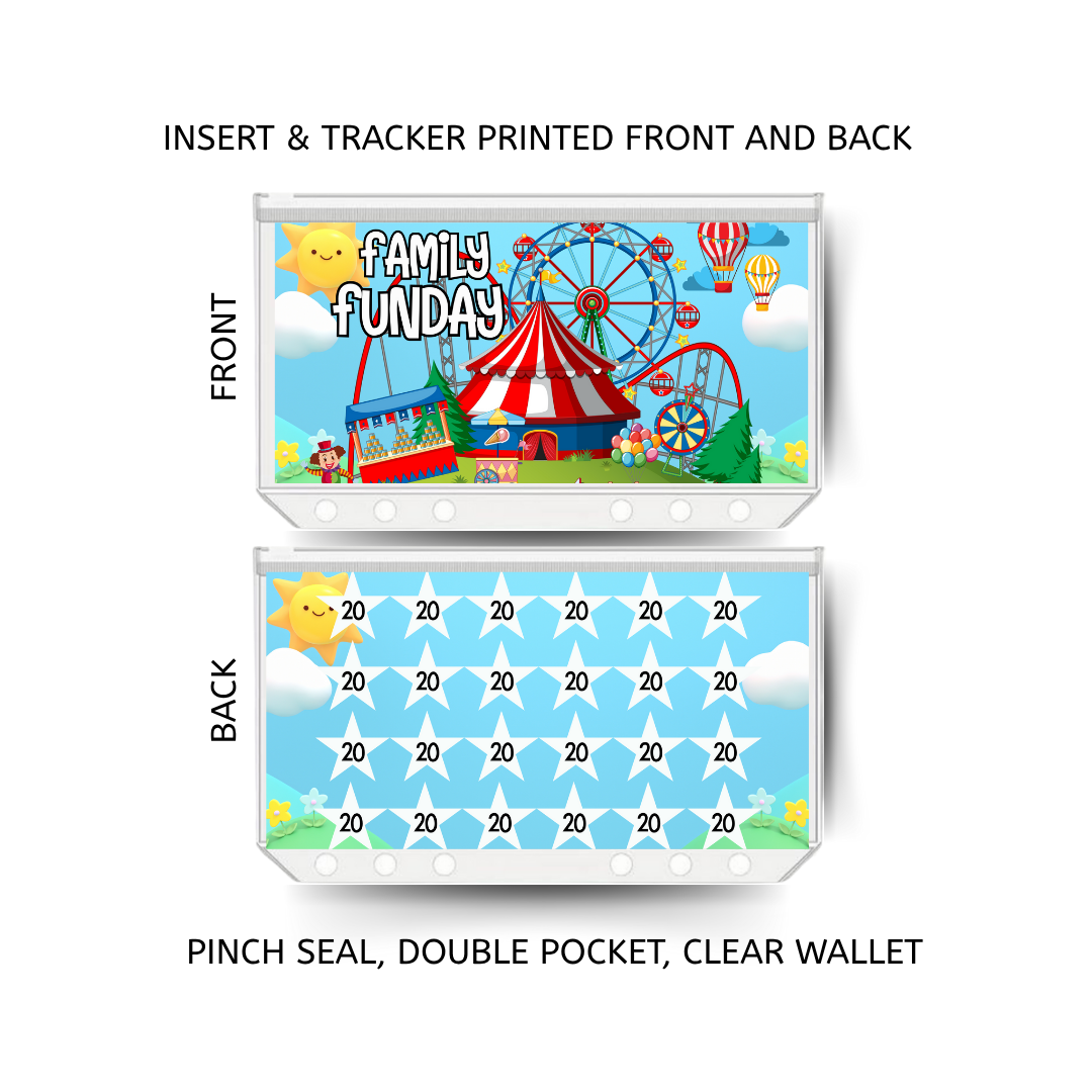 FAMILY FUN DAY savings double insert & tracker plus a clear, twin pocket, pinch seal wallet