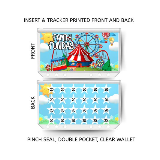 FAMILY FUN DAY savings double insert & tracker plus a clear, twin pocket, pinch seal wallet