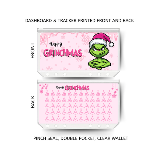 MR GRINCH savings double insert & tracker plus a clear, twin pocket, pinch seal wallet for A6 binder