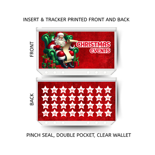 CHRISTMAS EVENTS savings double insert & tracker plus a clear, twin pocket, pinch seal wallet for A6 binder