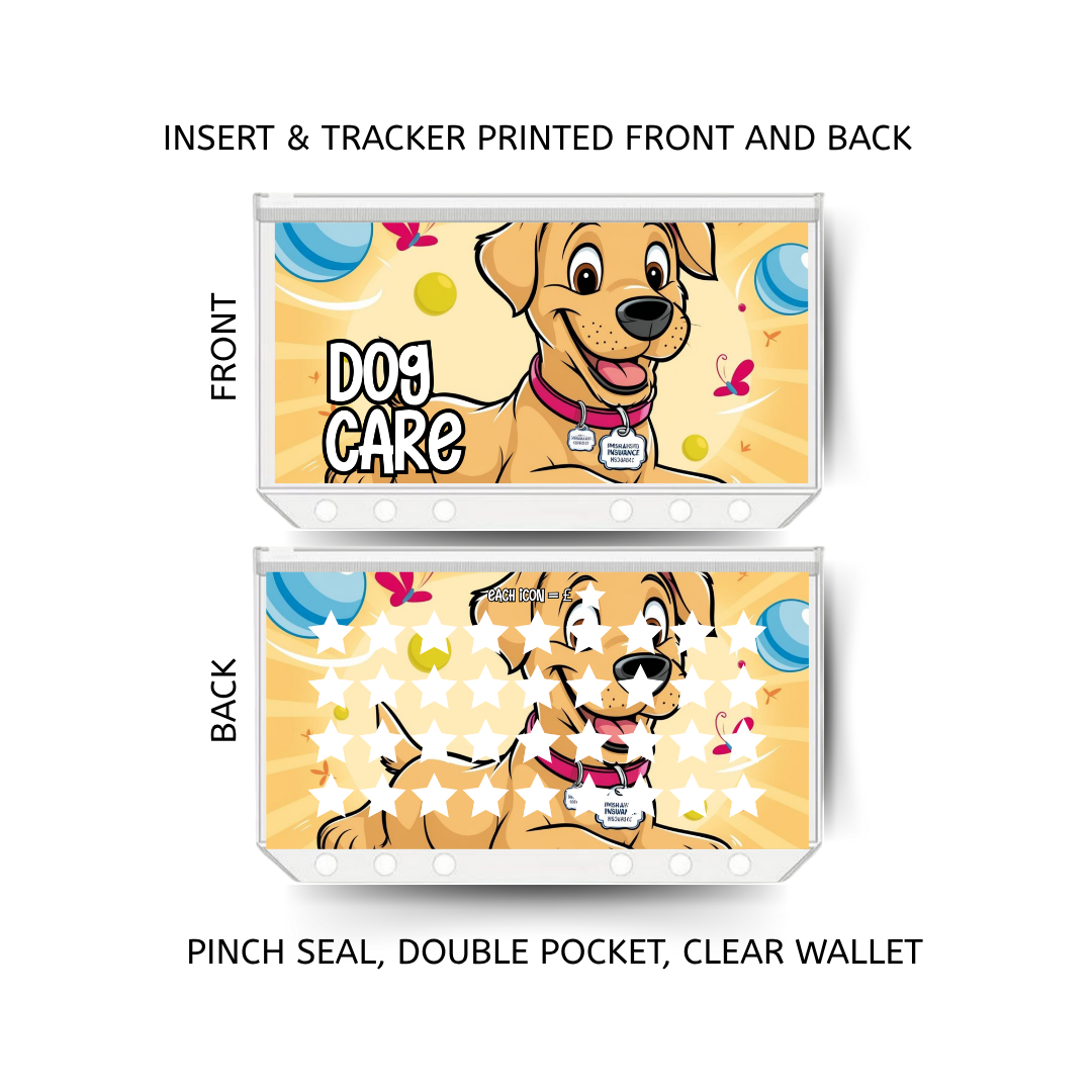 DOG CARE savings double insert & tracker plus a clear, twin pocket, pinch seal wallet