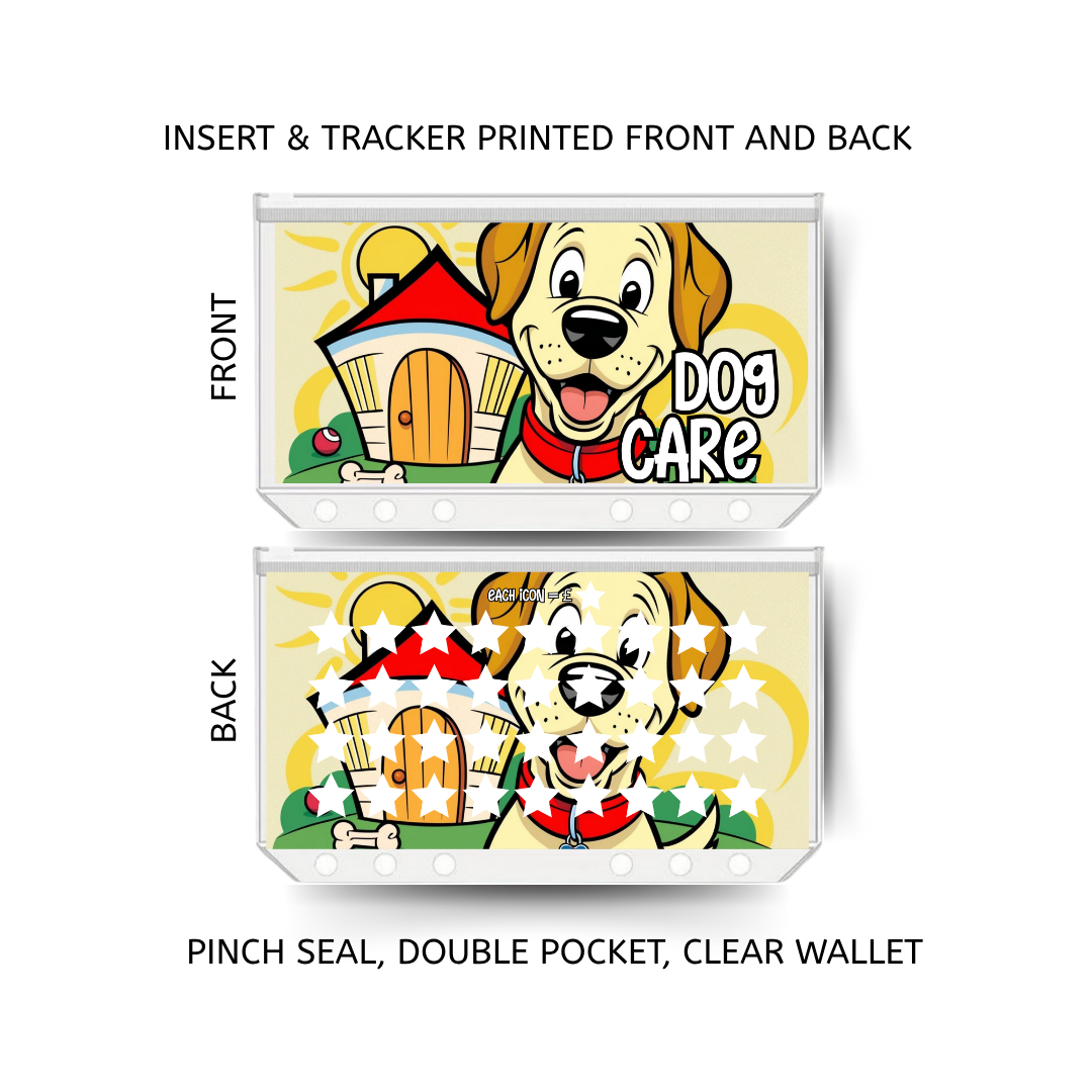DOG CARE savings double insert & tracker plus a clear, twin pocket, pinch seal wallet