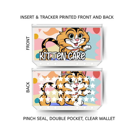 KITTEN CARE savings double insert & tracker plus a clear, twin pocket, pinch seal wallet