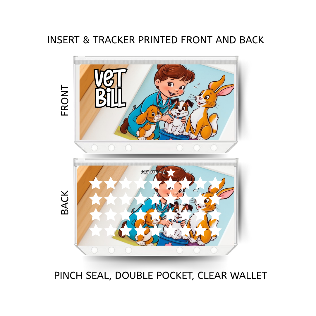 VET BILL savings double insert & tracker plus a clear, twin pocket, pinch seal wallet