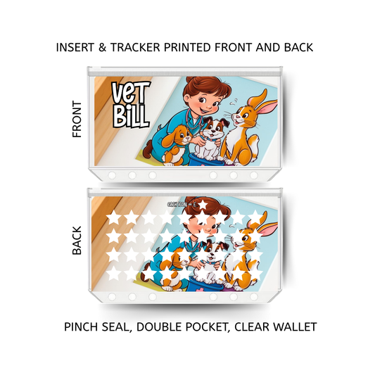 VET BILL savings double insert & tracker plus a clear, twin pocket, pinch seal wallet