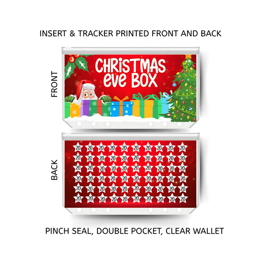 CHRISTMAS EVE BOX savings double insert & tracker plus a clear, twin pocket, pinch seal wallet