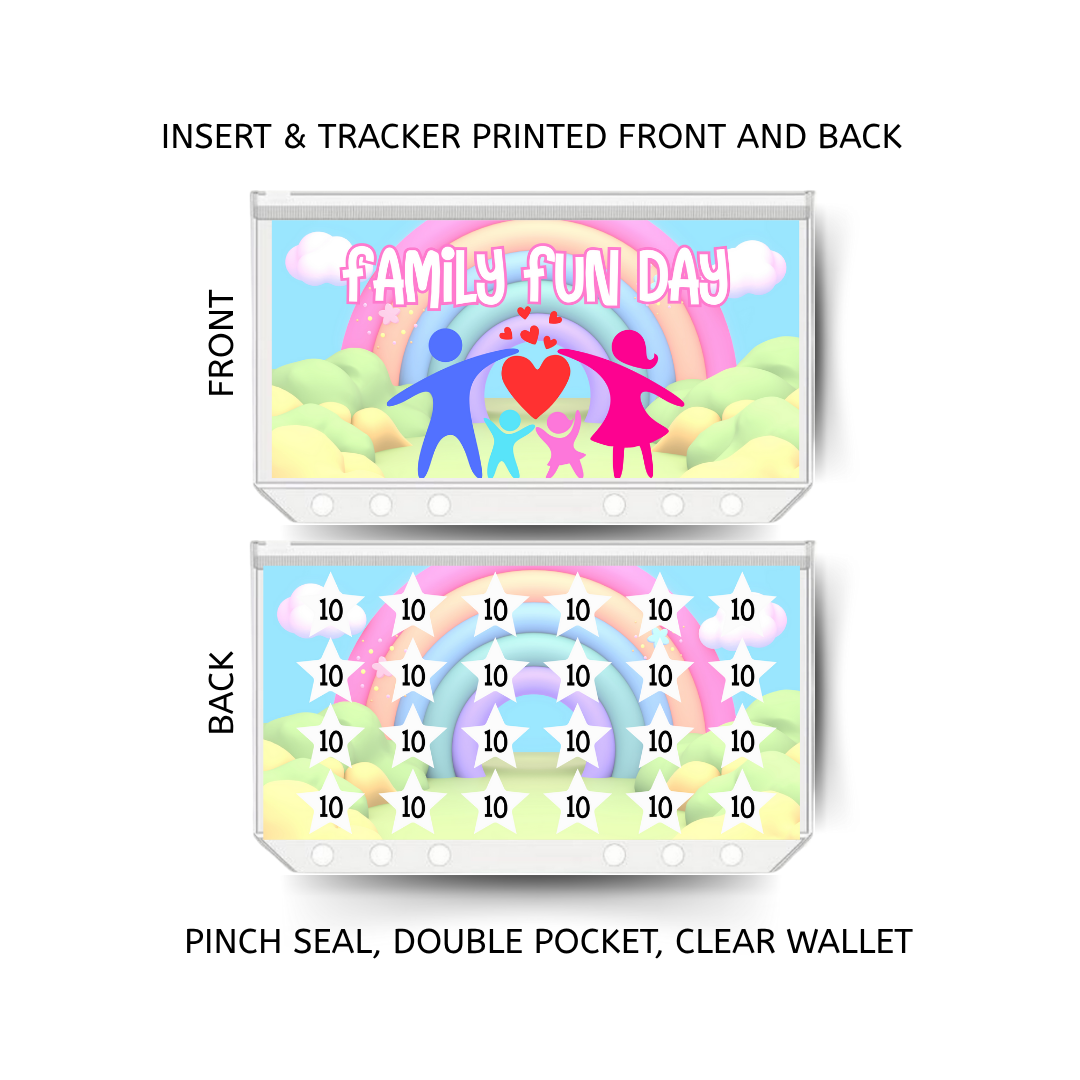 FAMILY FUN DAY savings double insert & tracker plus a clear, twin pocket, pinch seal wallet