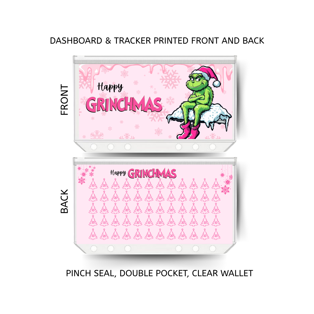 MR GRINCH savings double insert & tracker plus a clear, twin pocket, pinch seal wallet for A6 binder