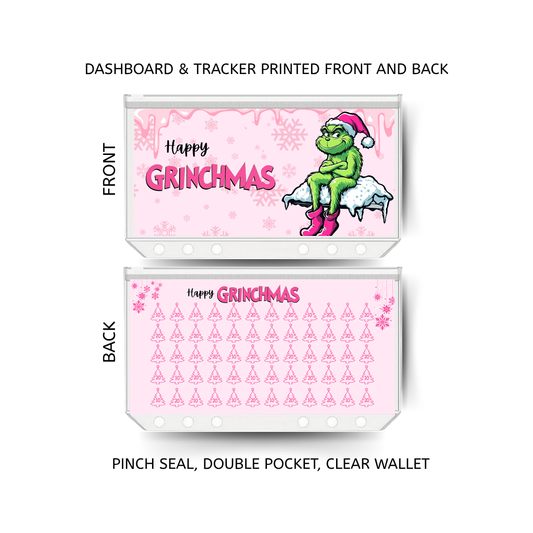 MR GRINCH savings double insert & tracker plus a clear, twin pocket, pinch seal wallet for A6 binder